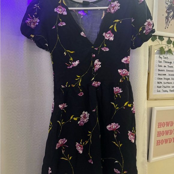 Wild Fable Black Dress with Pink Floral Design - Picture 1 of 3